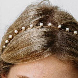 Jennifer Behr Gold Pearl Wire Headband